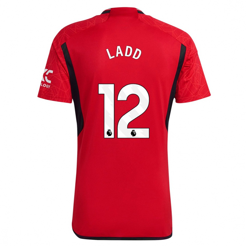 キッズフットボールヘイリー・ラッド#12赤ホームシャツ2023/24ジャージーユニフォーム