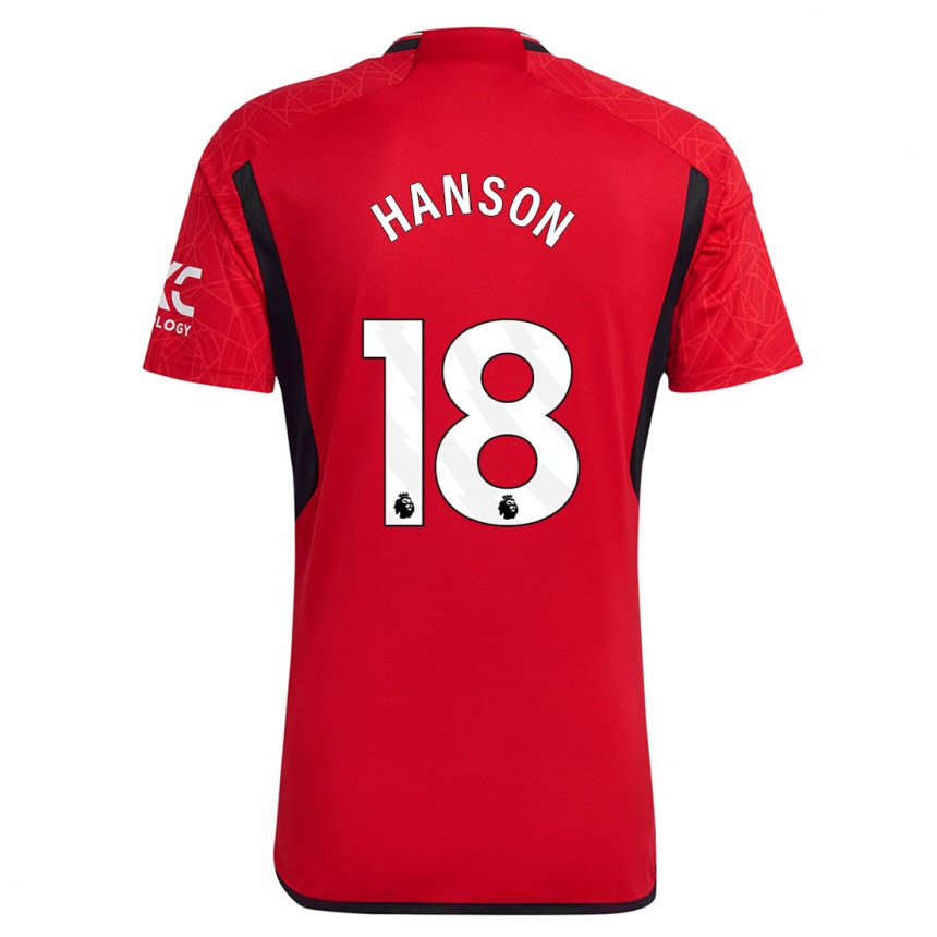 キッズフットボールカースティ・ハンソン#18赤ホームシャツ2023/24ジャージーユニフォーム