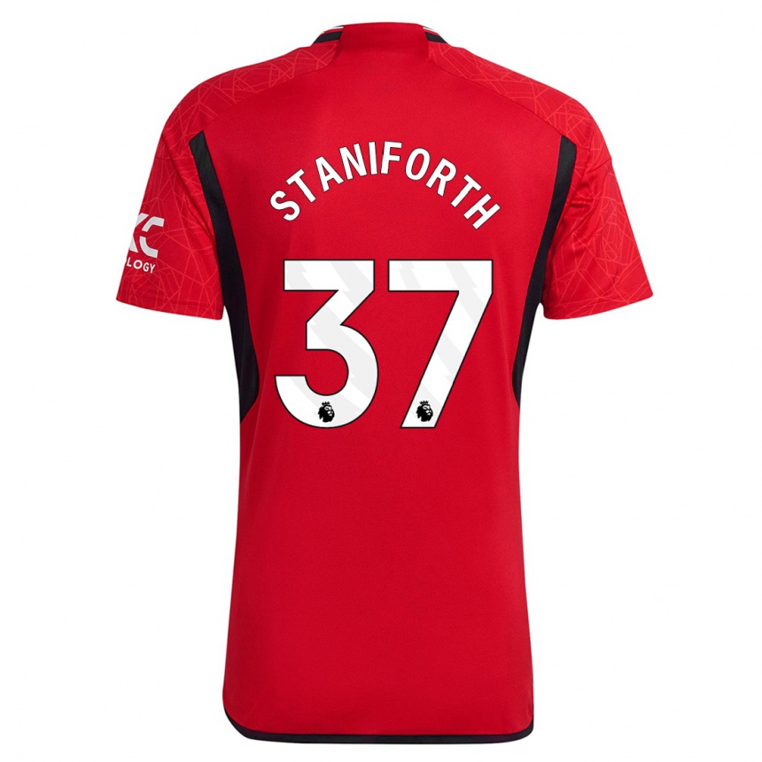キッズフットボールルーシー・スタニフォース#37赤ホームシャツ2023/24ジャージーユニフォーム