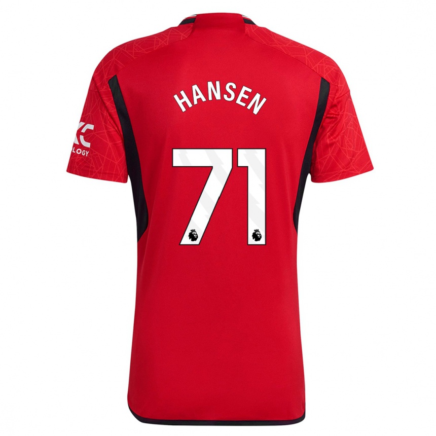 キッズフットボールイサク・ハンセン・アーロエン#71赤ホームシャツ2023/24ジャージーユニフォーム