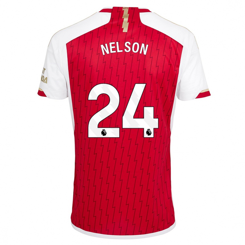 キッズフットボールリース・ネルソン#24赤ホームシャツ2023/24ジャージーユニフォーム