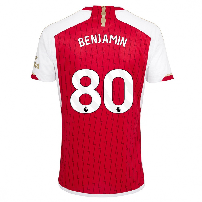 キッズフットボールオマリ・ベンジャミン#80赤ホームシャツ2023/24ジャージーユニフォーム