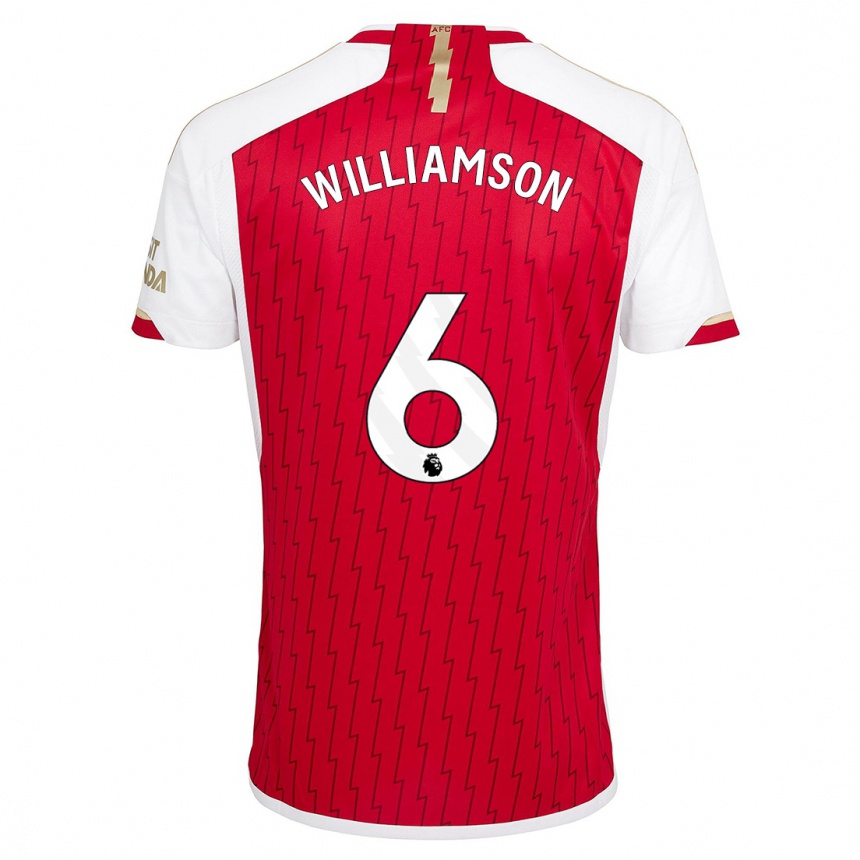 キッズフットボールリア・ウィリアムソン#6赤ホームシャツ2023/24ジャージーユニフォーム
