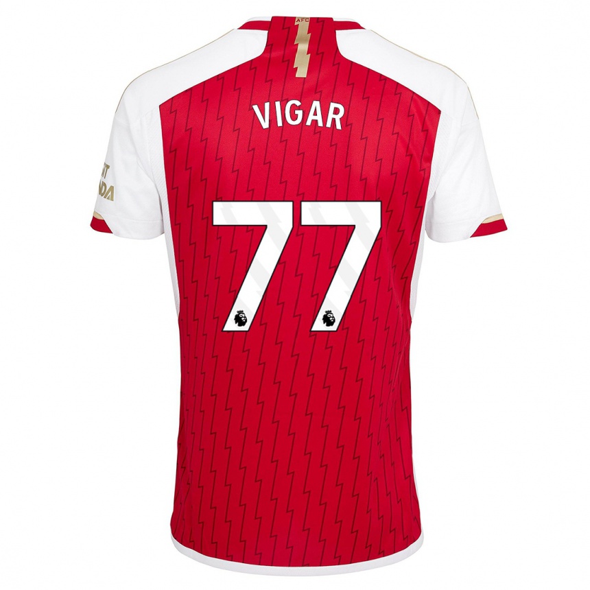 キッズフットボールビリー・ヴィガール#77赤ホームシャツ2023/24ジャージーユニフォーム