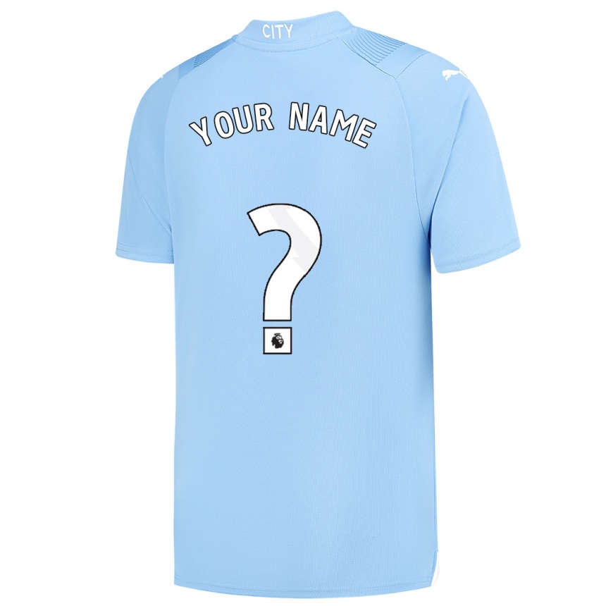 キッズフットボールあなたの名前#0ライトブルーホームシャツ2023/24ジャージーユニフォーム