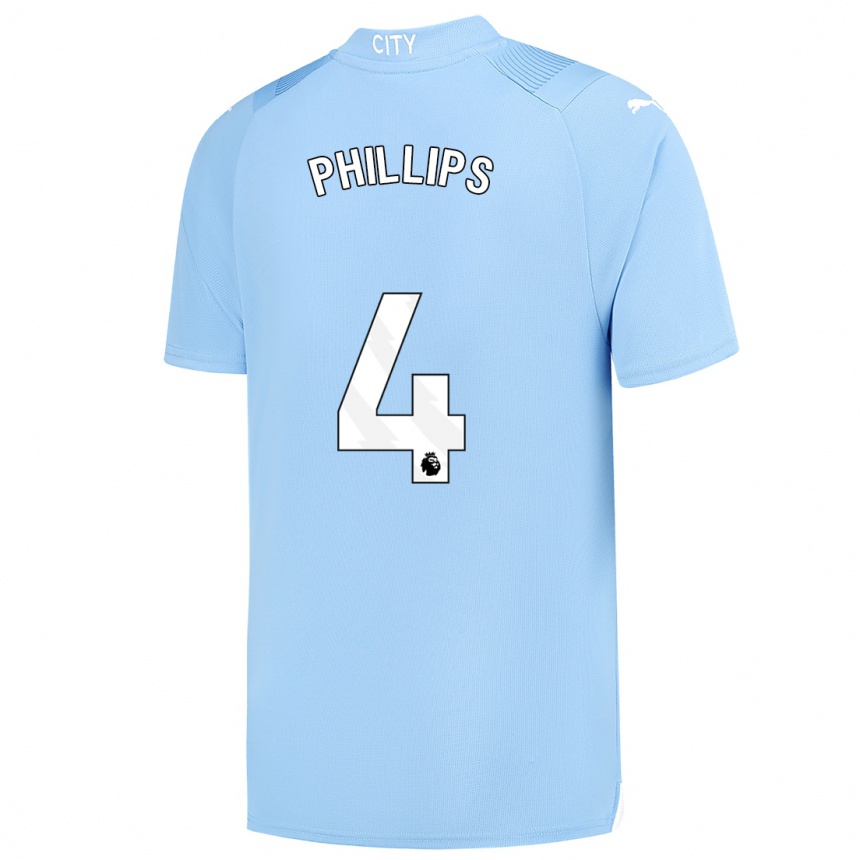 キッズフットボールカルバン・フィリップス#4ライトブルーホームシャツ2023/24ジャージーユニフォーム