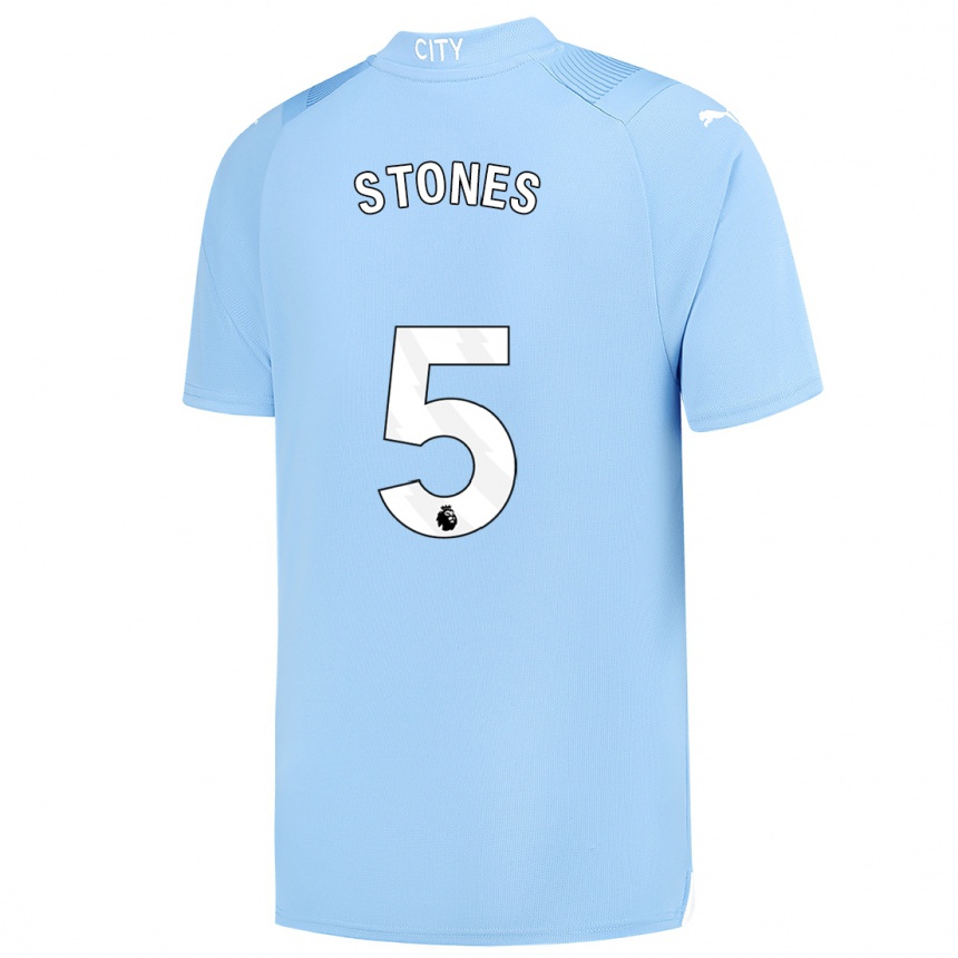 キッズフットボールジョン・ストーンズ#5ライトブルーホームシャツ2023/24ジャージーユニフォーム