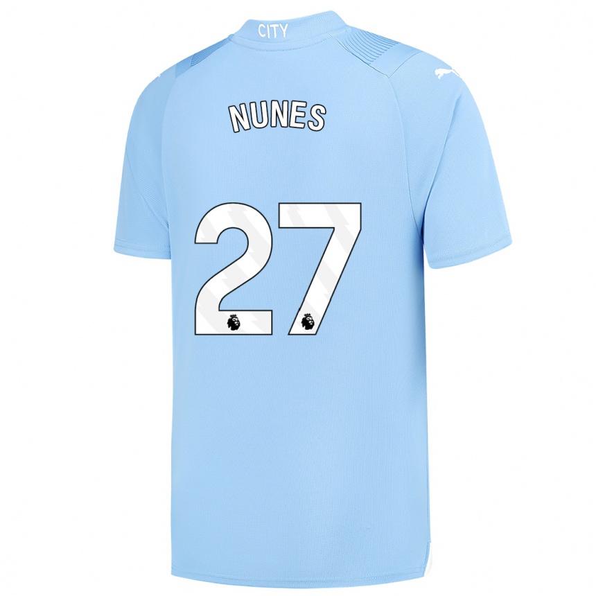 キッズフットボールマテウス・ヌネス#27ライトブルーホームシャツ2023/24ジャージーユニフォーム