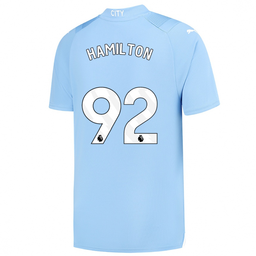 キッズフットボールマイカハミルトン#92ライトブルーホームシャツ2023/24ジャージーユニフォーム