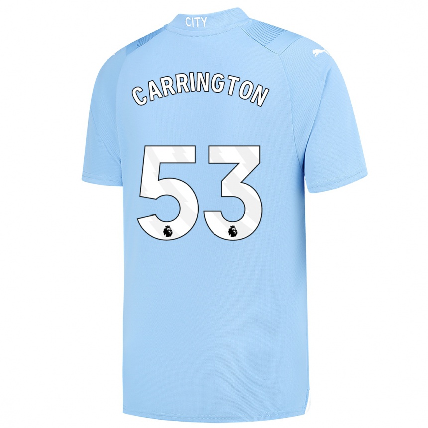 キッズフットボールエズラ・カリントン#53ライトブルーホームシャツ2023/24ジャージーユニフォーム