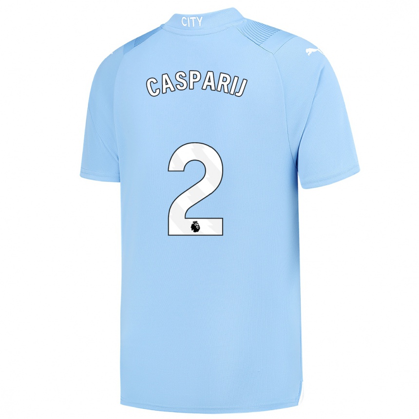 キッズフットボールカースティン・カスパリジ#2ライトブルーホームシャツ2023/24ジャージーユニフォーム