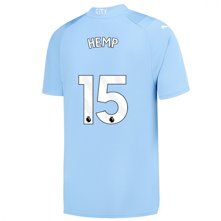 キッズフットボールローレン・ヘンプ#15ライトブルーホームシャツ2023/24ジャージーユニフォーム