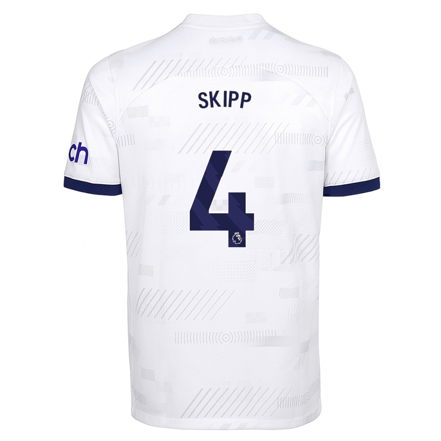 キッズフットボールオリヴァー・スキップ#4白ホームシャツ2023/24ジャージーユニフォーム