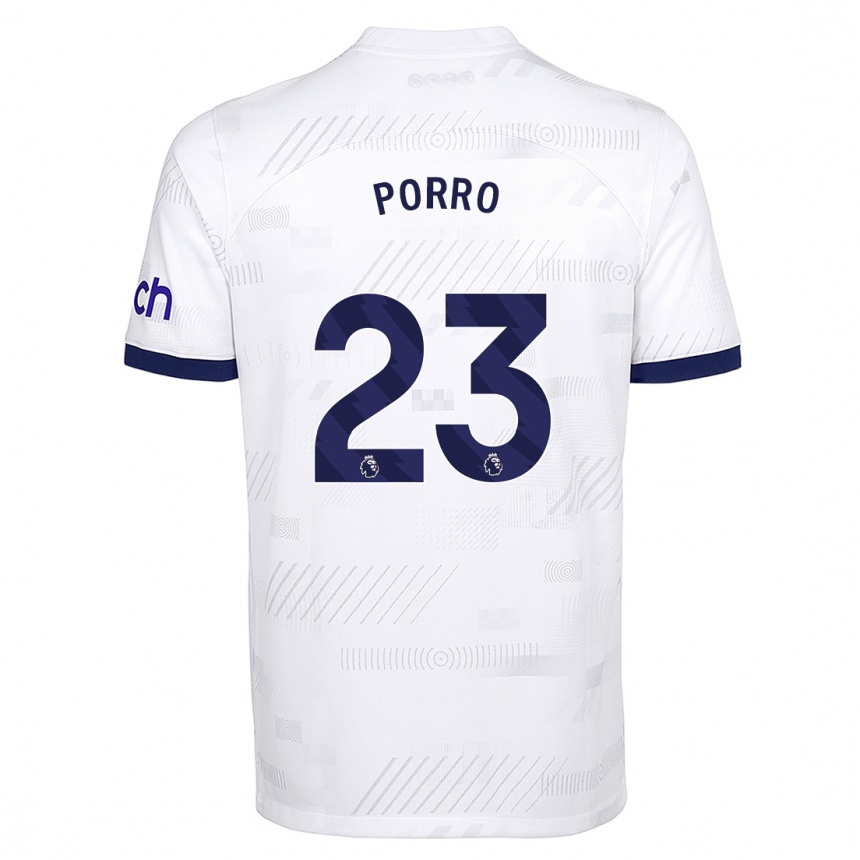 キッズフットボールペドロ・ポロ#23白ホームシャツ2023/24ジャージーユニフォーム
