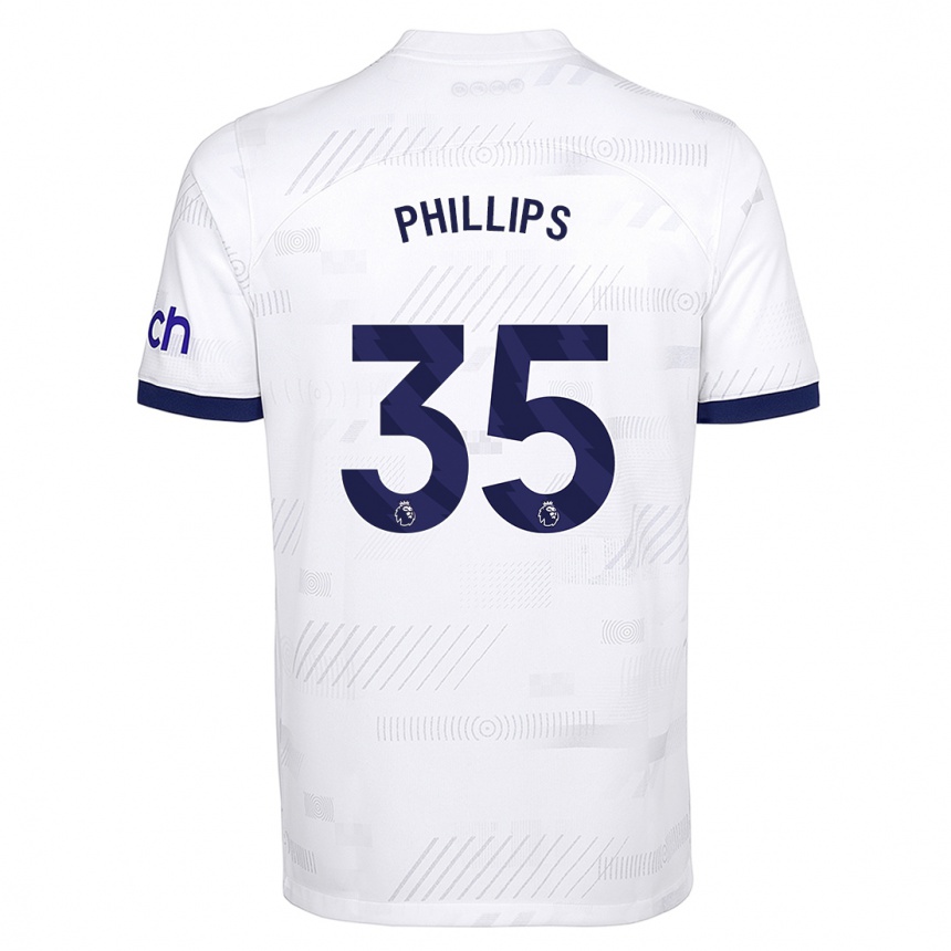 キッズフットボールアシュリー・フィリップス#35白ホームシャツ2023/24ジャージーユニフォーム