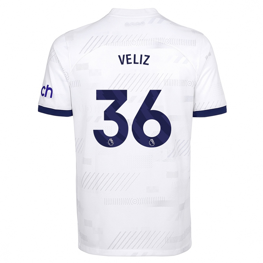 キッズフットボールアレホ・ベリス#36白ホームシャツ2023/24ジャージーユニフォーム