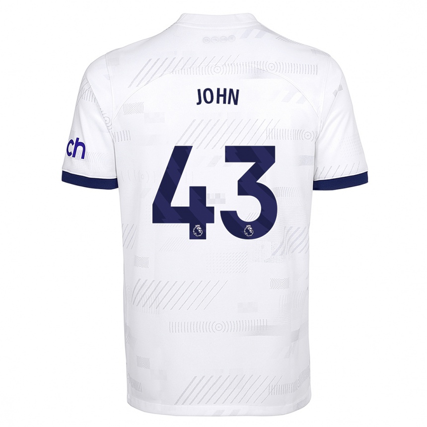 キッズフットボールナイル・ジョン#43白ホームシャツ2023/24ジャージーユニフォーム