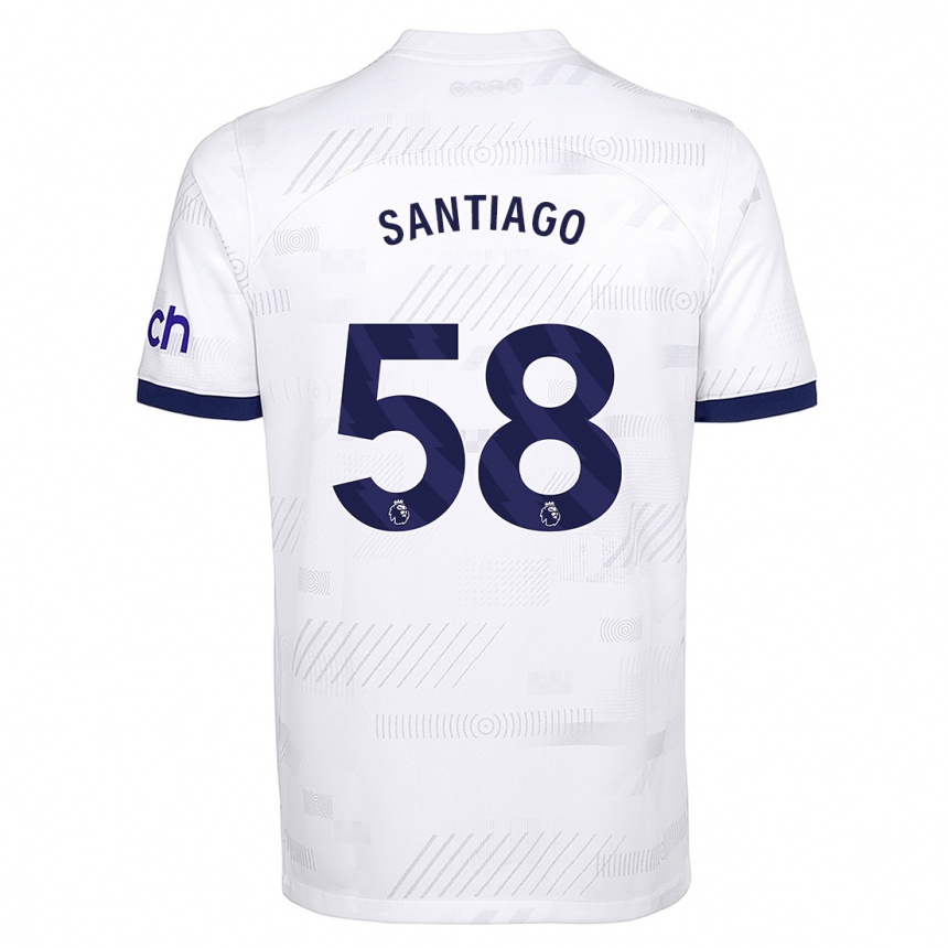 キッズフットボールヤゴサンティアゴ#58白ホームシャツ2023/24ジャージーユニフォーム