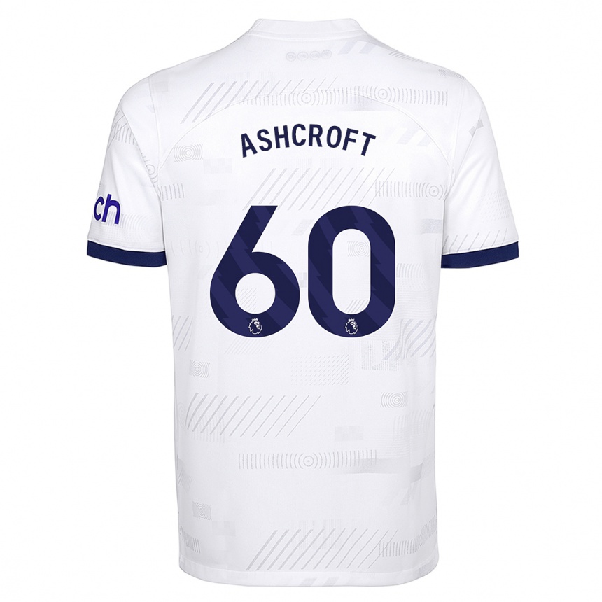 キッズフットボールタイレル・アシュクロフト#60白ホームシャツ2023/24ジャージーユニフォーム