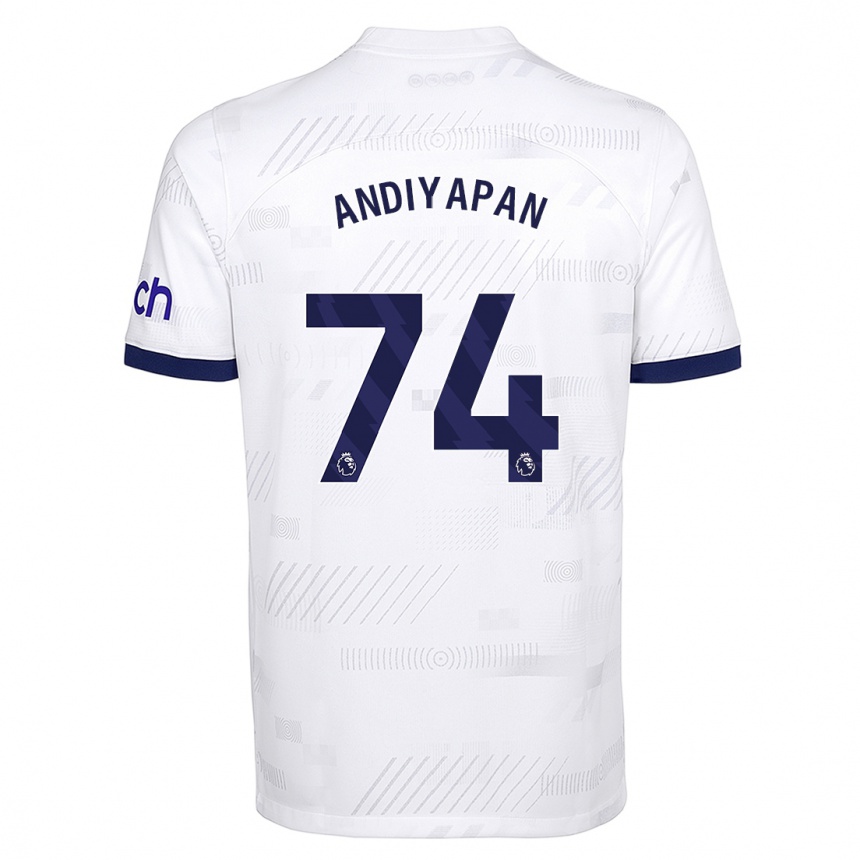 キッズフットボールウィリアム・アンディヤパン#74白ホームシャツ2023/24ジャージーユニフォーム