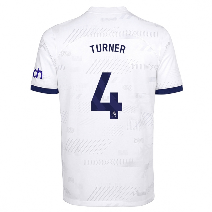 キッズフットボールエイミー・ターナー#4白ホームシャツ2023/24ジャージーユニフォーム