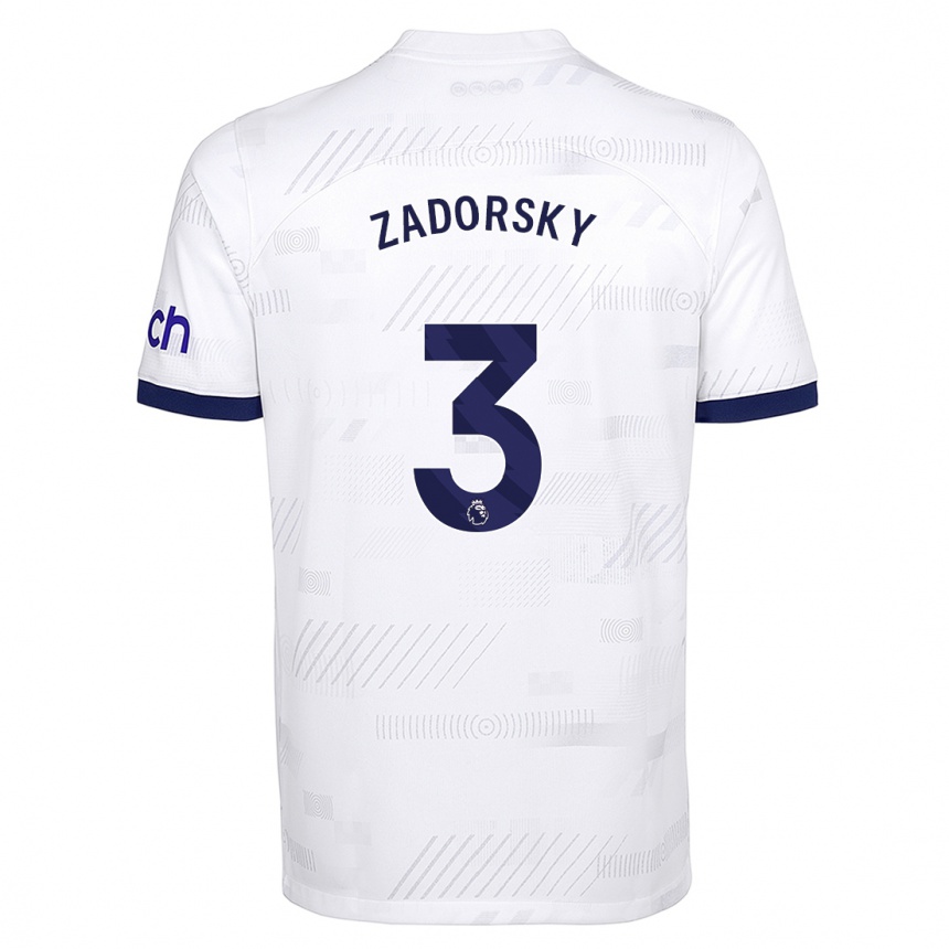 キッズフットボールシェリナ・ザドルスキー#3白ホームシャツ2023/24ジャージーユニフォーム
