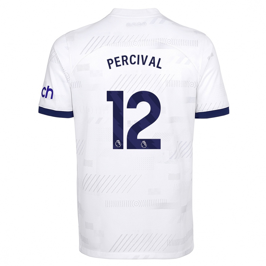 キッズフットボールリア・パーシバル#12白ホームシャツ2023/24ジャージーユニフォーム