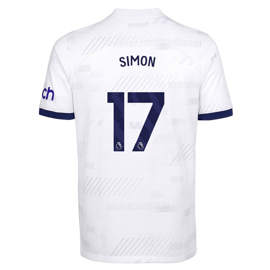 キッズフットボールキア・サイモン#17白ホームシャツ2023/24ジャージーユニフォーム