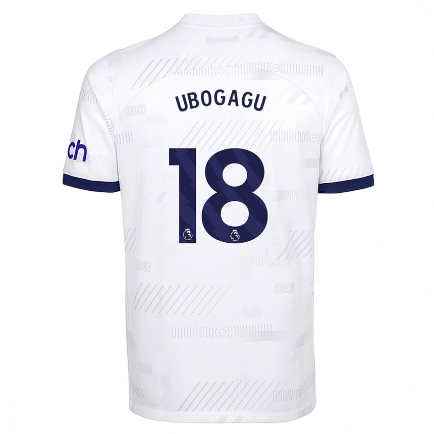 キッズフットボールチオマ・ウボガグ#18白ホームシャツ2023/24ジャージーユニフォーム