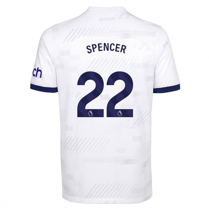 キッズフットボールレベッカ・スペンサー#22白ホームシャツ2023/24ジャージーユニフォーム