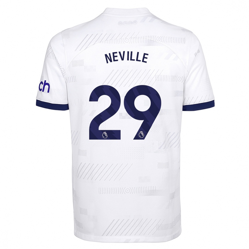 キッズフットボールアシュリー・ネヴィル#29白ホームシャツ2023/24ジャージーユニフォーム
