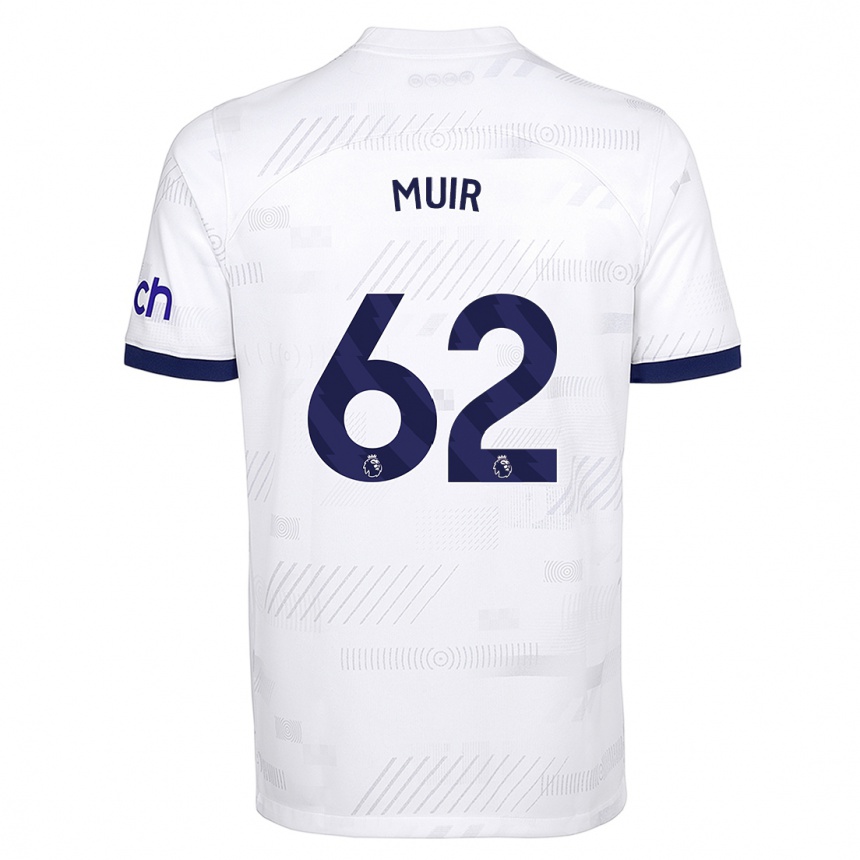 キッズフットボールマークス・ミュアー#62白ホームシャツ2023/24ジャージーユニフォーム