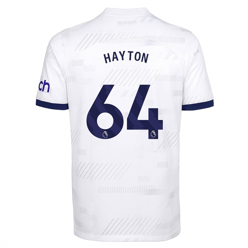 キッズフットボールアダムヘイトン#64白ホームシャツ2023/24ジャージーユニフォーム