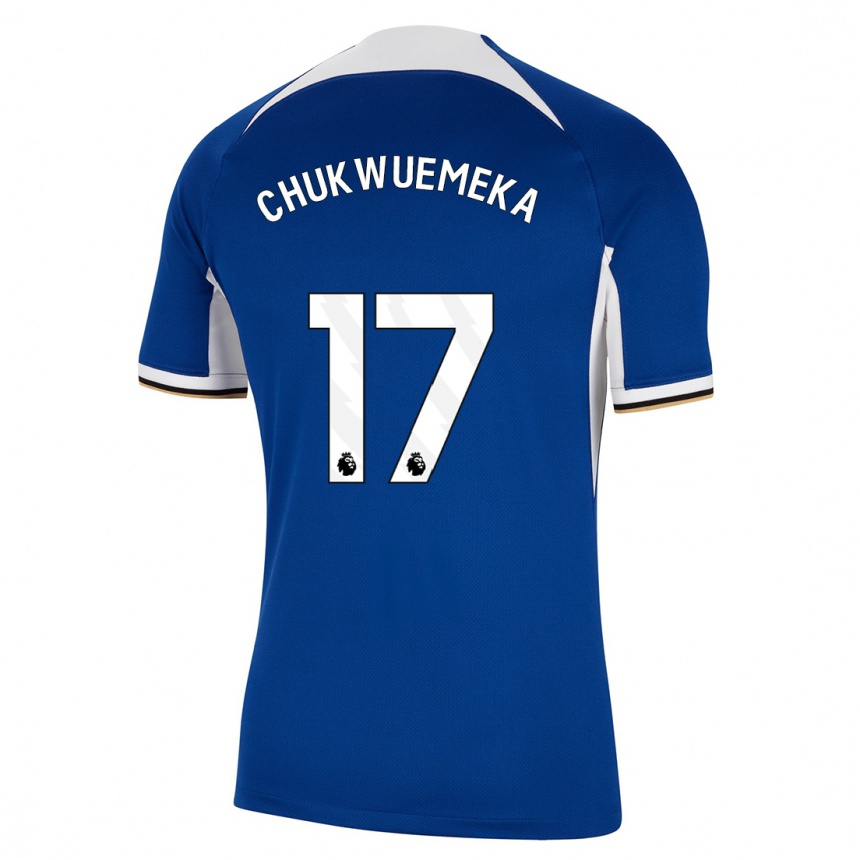 キッズフットボールカーニー・チュクエメカ#17青ホームシャツ2023/24ジャージーユニフォーム