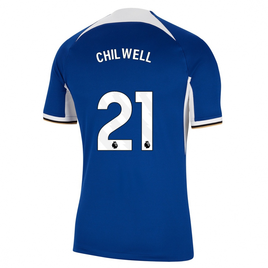 キッズフットボールベン・チルウェル#21青ホームシャツ2023/24ジャージーユニフォーム