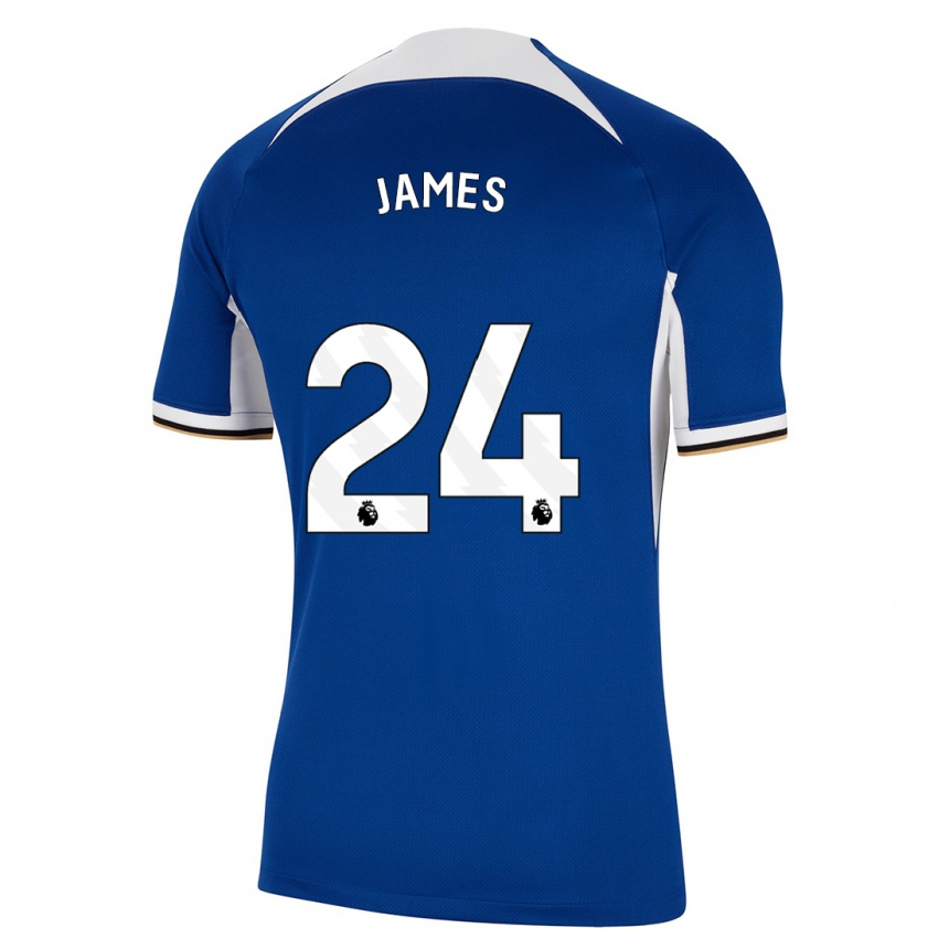キッズフットボールリース・ジェイムズ#24青ホームシャツ2023/24ジャージーユニフォーム