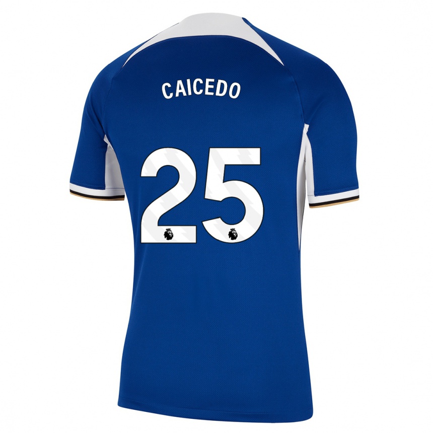 キッズフットボールモイセス・カイセド#25青ホームシャツ2023/24ジャージーユニフォーム