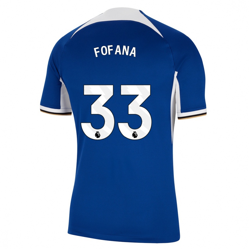 キッズフットボールウェズレイ・フォファナ#33青ホームシャツ2023/24ジャージーユニフォーム