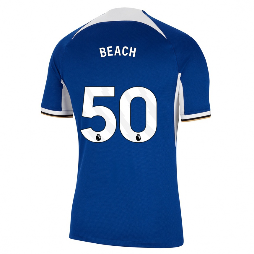 キッズフットボールエディビーチ#50青ホームシャツ2023/24ジャージーユニフォーム