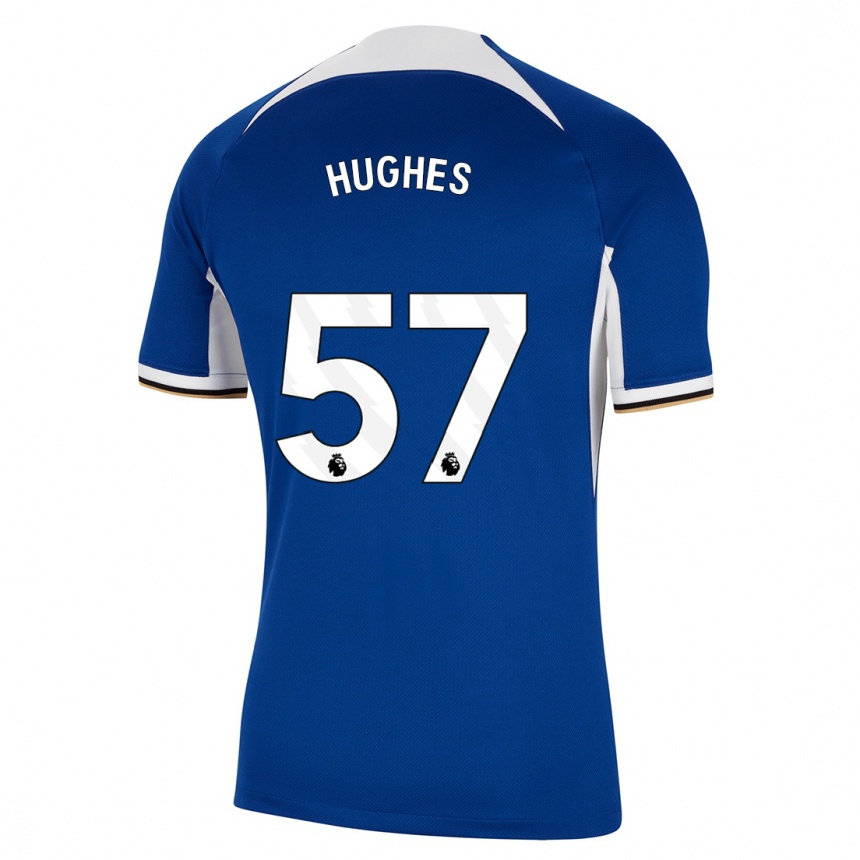 キッズフットボールブロディ・ヒューズ#57青ホームシャツ2023/24ジャージーユニフォーム