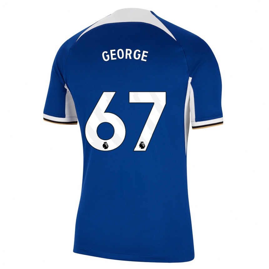 キッズフットボールティリク・ジョージ#67青ホームシャツ2023/24ジャージーユニフォーム
