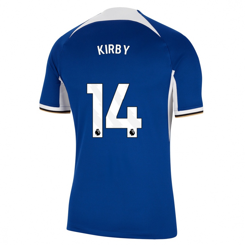 キッズフットボールフラン・カービー#14青ホームシャツ2023/24ジャージーユニフォーム