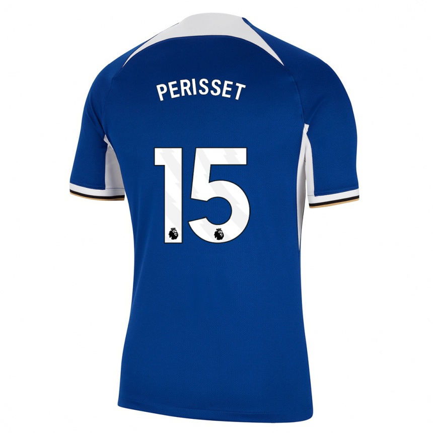 キッズフットボールエーヴ・ペリッセ#15青ホームシャツ2023/24ジャージーユニフォーム