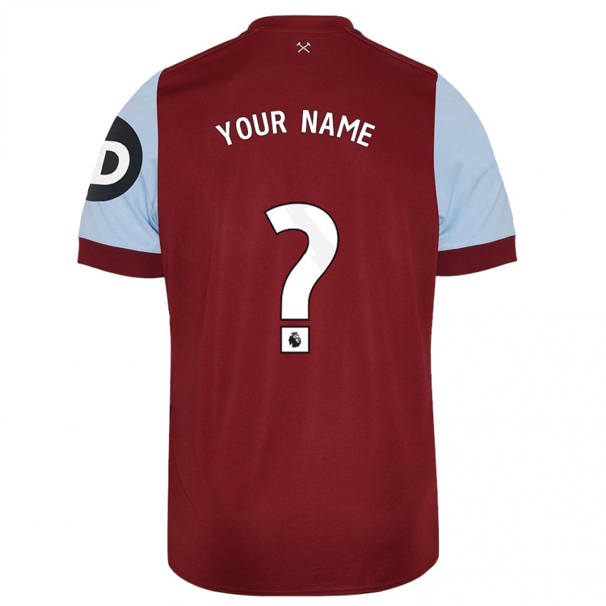 キッズフットボールあなたの名前#0マルーンホームシャツ2023/24ジャージーユニフォーム