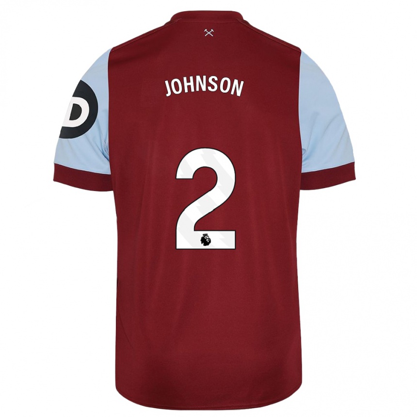 キッズフットボールベン・ジョンソン#2マルーンホームシャツ2023/24ジャージーユニフォーム