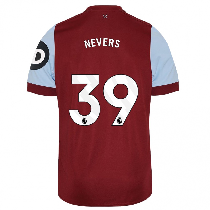 キッズフットボールティエリー・ヌヴェール#39マルーンホームシャツ2023/24ジャージーユニフォーム