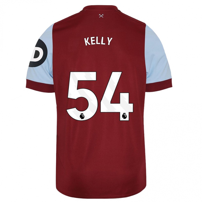 キッズフットボールパトリック・ケリー#54マルーンホームシャツ2023/24ジャージーユニフォーム
