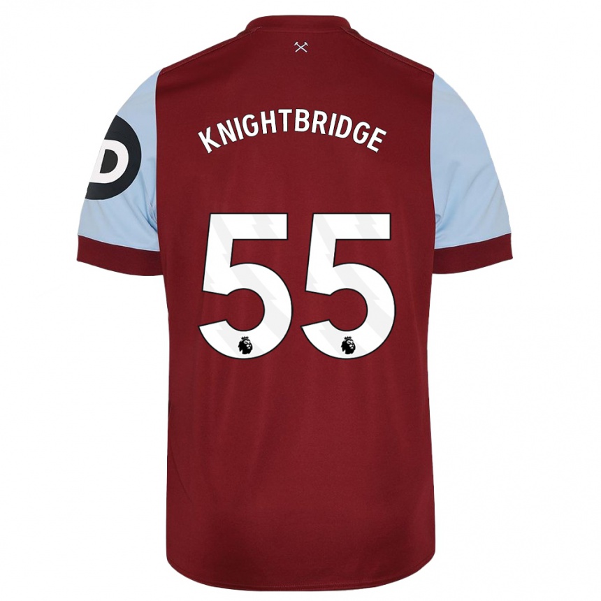 キッズフットボールジェイコブ・ナイトブリッジ#55マルーンホームシャツ2023/24ジャージーユニフォーム