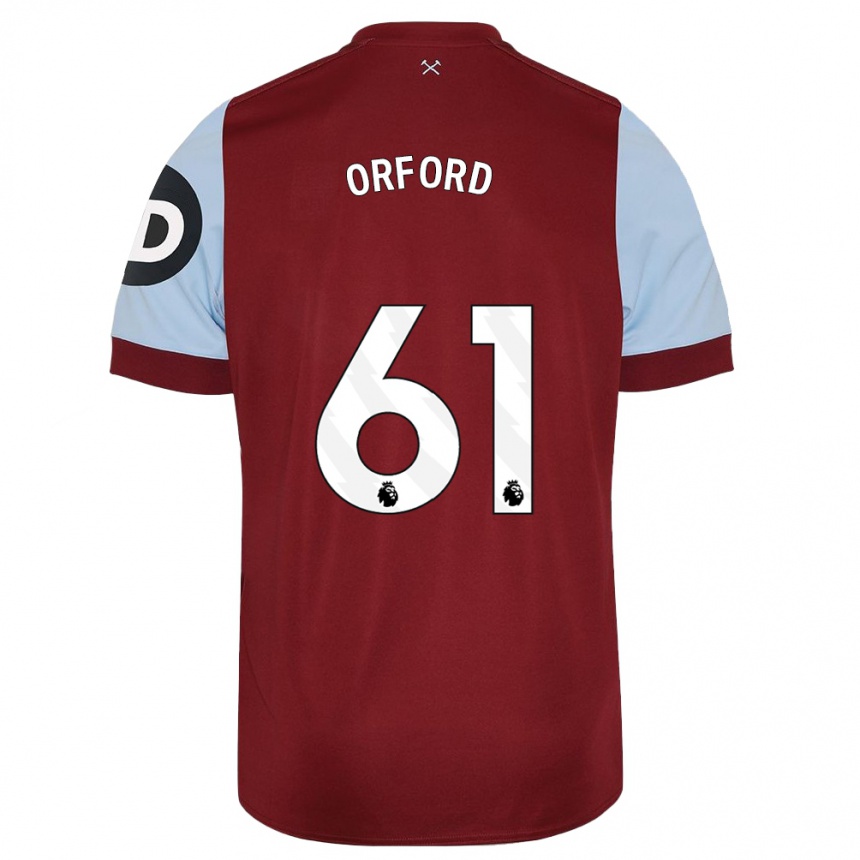 キッズフットボールルイス・オーフォード#61マルーンホームシャツ2023/24ジャージーユニフォーム