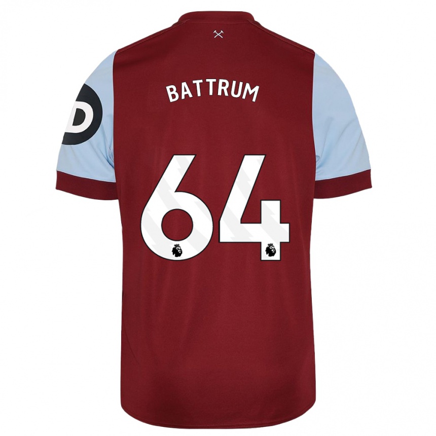 キッズフットボールライアン・バトラム#64マルーンホームシャツ2023/24ジャージーユニフォーム